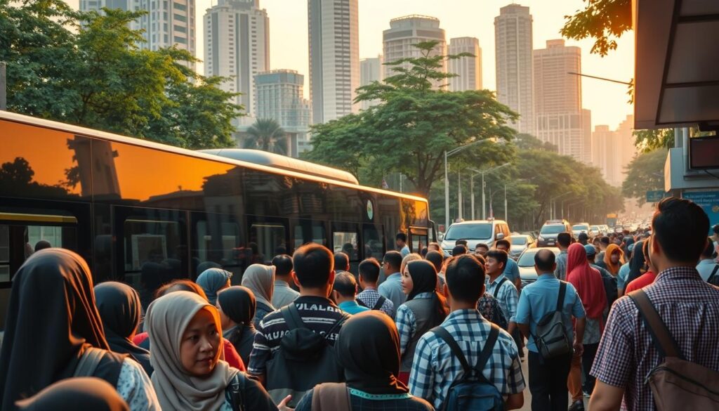 ASN Jakarta menggunakan transportasi umum