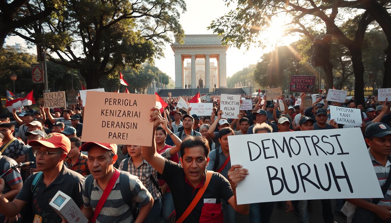 Video: Massa Buruh Sebut Pidato Prabowo di Monas Cuma Gimmick